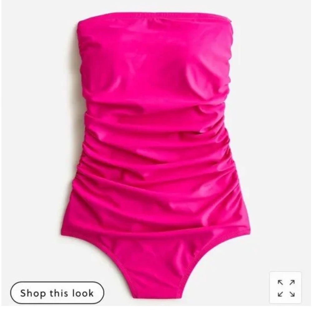 J. Crew Ruched Bandeau One-Piece Fuchsia NEW